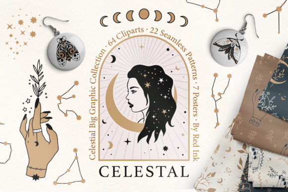 Download Celestial Clipart &amp; Pattern Magic Pack - Pattern Collection