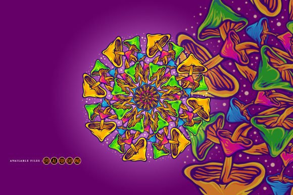 Download Magic Mushroom Mandala Geometry Ornament - Magic mushroom Collection