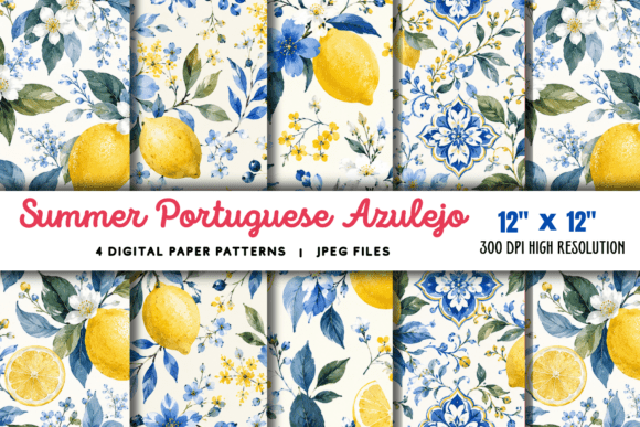 Download Summer Portuguese Azulejo Lemon Pattern - Pattern Collection