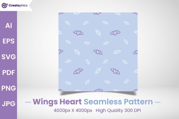 Download Seamless Wings Heart Pattern and Paper - Pattern Collection
