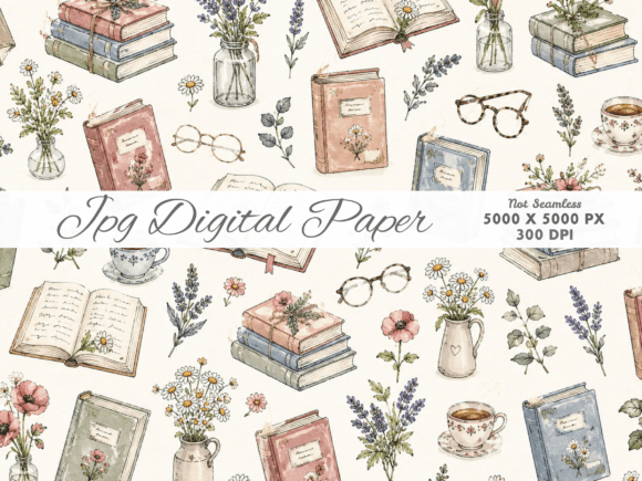 Download Book Lover Pattern Digital Paper - Pattern Collection