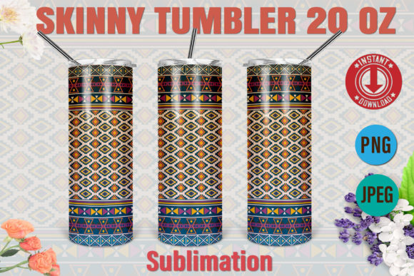 Download 20oz Skinny Tumbler Pattern Ethnic 89 - Pattern Collection