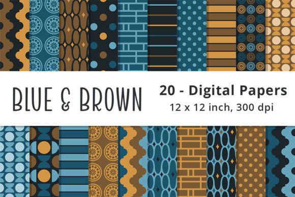 Download Blue and Brown Digital Paper Patterns - Pattern Collection