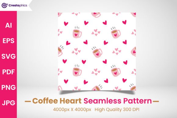 Download Seamless Coffee Mug Heart Pattern - Pattern Collection