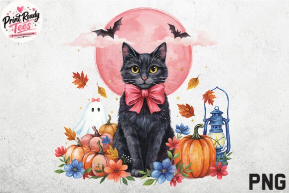 Download Black Cat Pumpkin Moon Halloween PNG - Black Collection