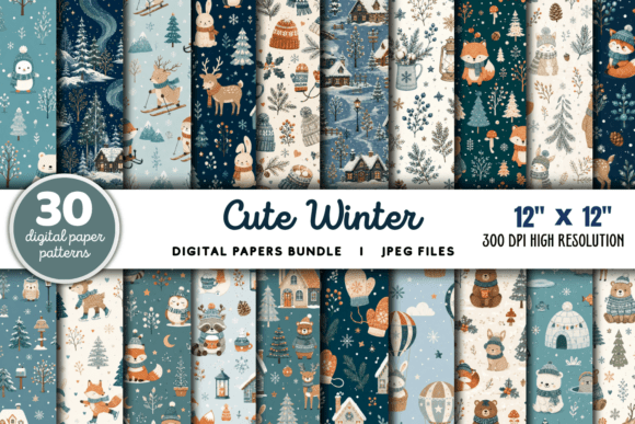 Download Cute Winter Digital Pattern Paper Bundle - Pattern Collection