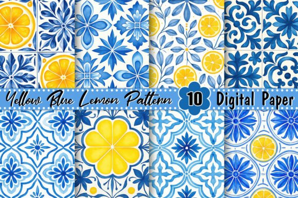 Download Yellow Blue Lemon Pattern - Pattern Collection
