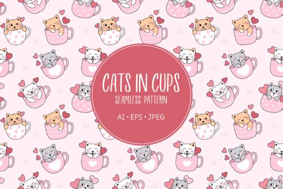 Download Cats, Kittens in Tea Cup Pattern - Pattern Collection