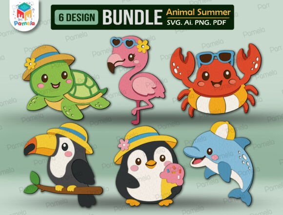 Download Summer Animal Paper Cut File SVG Bundle - Summer Collection