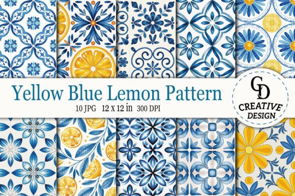 Download Yellow Blue Lemon Pattern - Pattern Collection