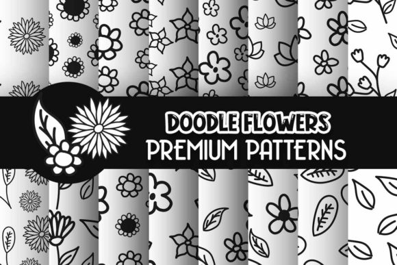 Download Black and White Doodle Flowers Patterns - Pattern Collection