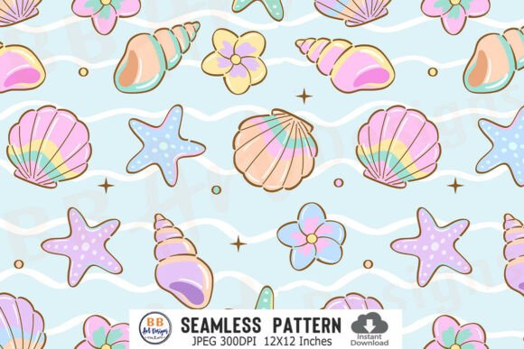 Download Seashells Starfish Summer Pattern Paper - Pattern Collection