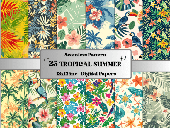 Download Seamless Tropical Summer Pattern Paper - Pattern Collection