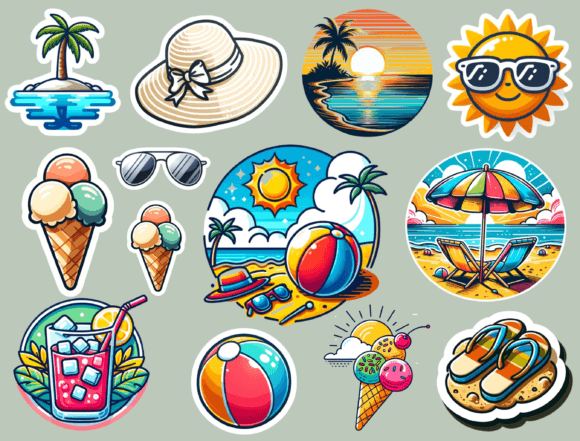 Download Summer Stickers, Digital Stickers - Summer Collection