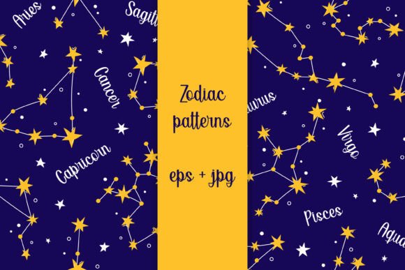 Download Zodiac Patterns Astrology Digital Paper - Pattern Collection