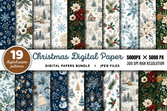 Download Christmas Digital Paper Patterns Bundle - Pattern Collection