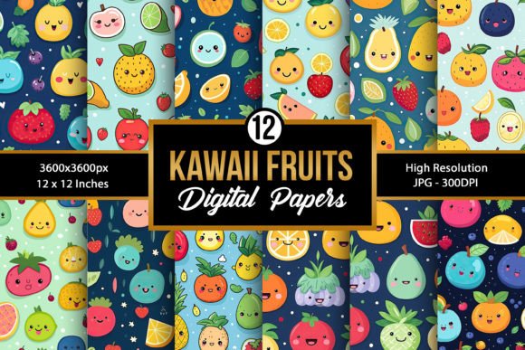 Download Seamless Kawaii Fruit Pattern Background - Pattern Collection