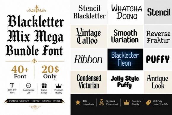 Download Blackletter Mix Mega Bundle - Black Collection
