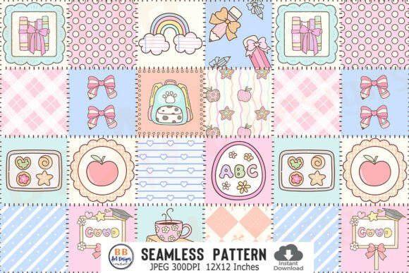 Download School Patchwork Pattern Digital Paper - Pattern Collection