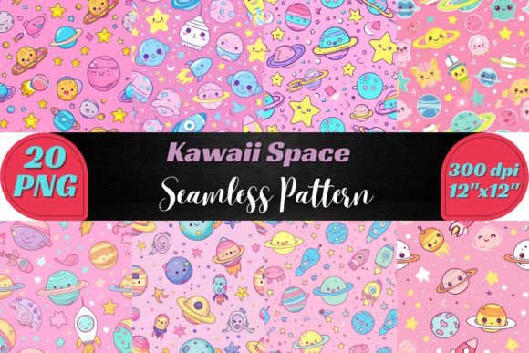 Download Kawaii Space Seamless Pattern - Pattern Collection
