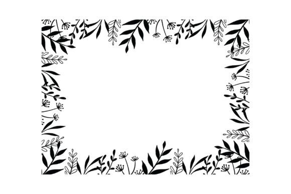Download White Background with Black Floral Frame - Black Collection
