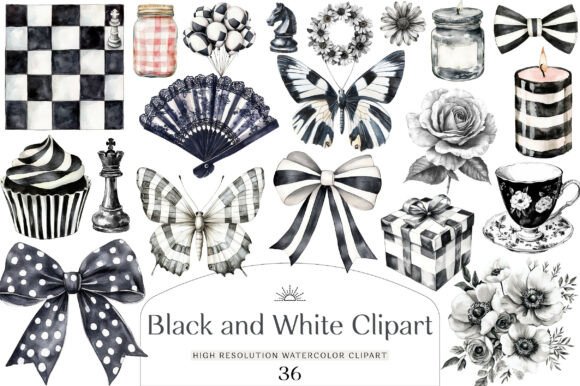 Download Watercolor Black and White Clipart - Black and white clipart Collection