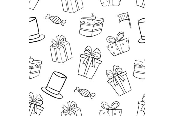 Download Black and White Doodle Birthday Pattern - Pattern Collection