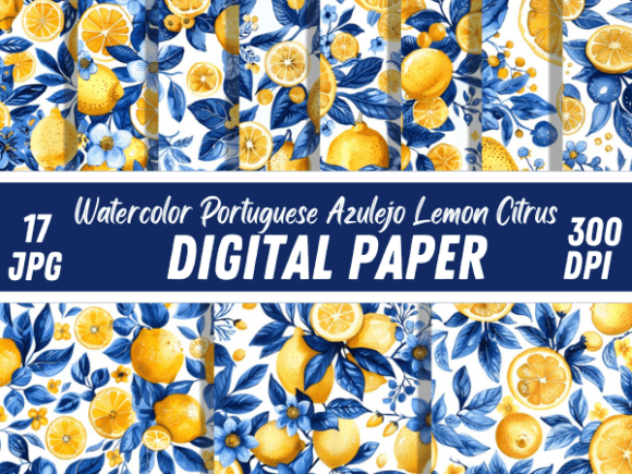 Download Summer Portuguese Azulejo Lemon Pattern - Pattern Collection
