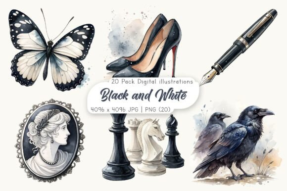 Download Watercolor Black and White Clipart - Black and white clipart Collection