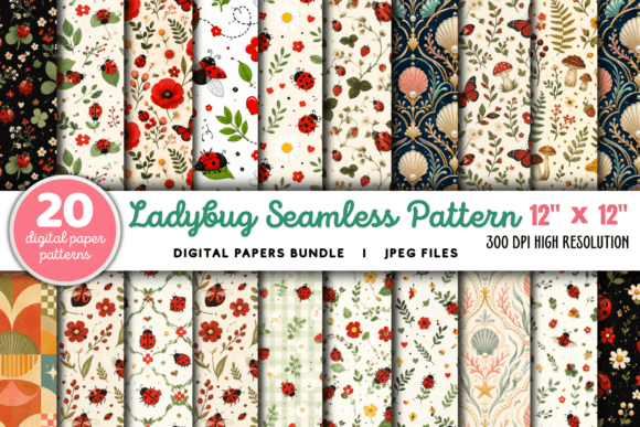 Download Ladybug Pattern Digital Paper Bundle - Pattern Collection
