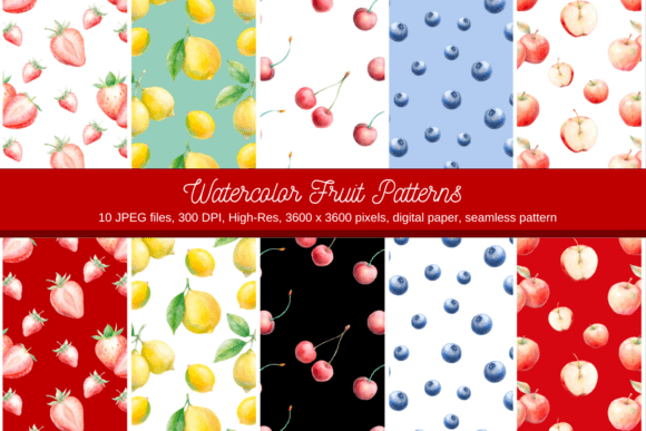 Download Watercolor Fruit Pattern - Pattern Collection