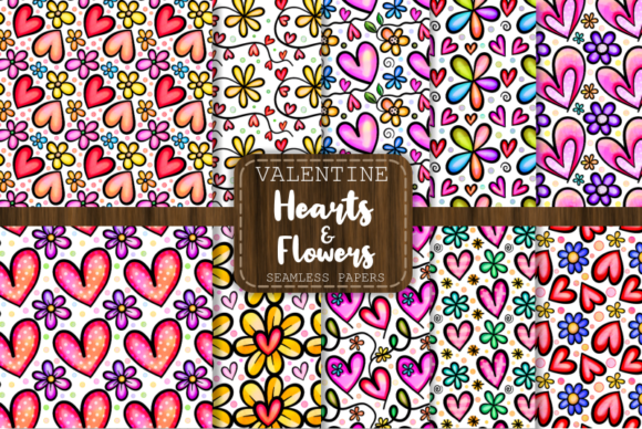 Download Hearts and Flowers Seamless Patterns - Pattern Collection