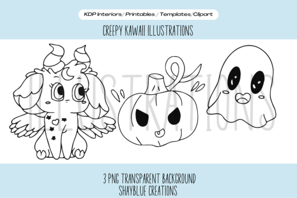 Download Creepy Kawaii Black and White Clipart - Premium Bundle