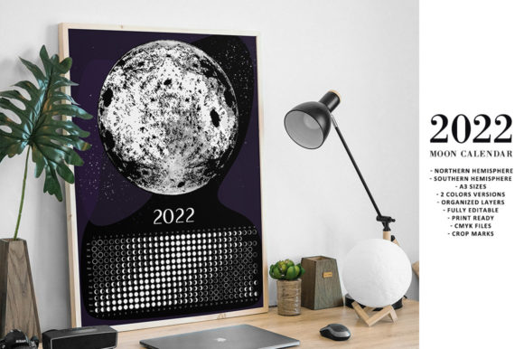 Download Moon Calendar 2022 Black&amp;White - Black Collection
