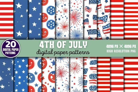 Download 4th of July Pattern Digital Paper Backg - Pattern Collection