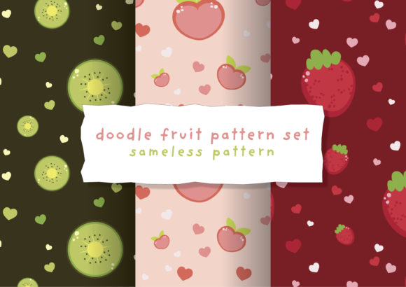 Download Cute Doodle Fruit Seamless Pattern Set - Pattern Collection