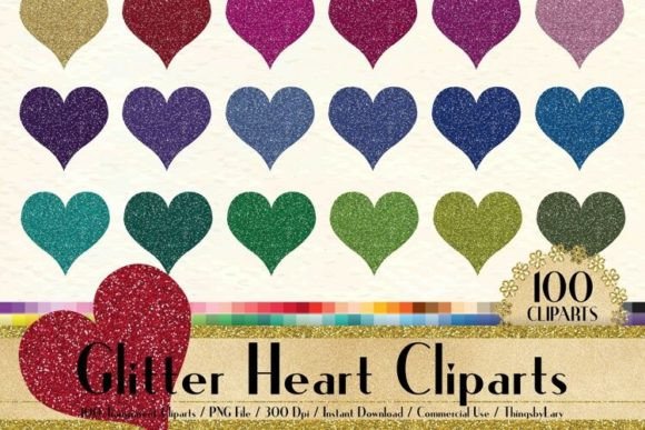 Download Glitter Heart Valentine Clip Art PNG - Valentine clip art Collection