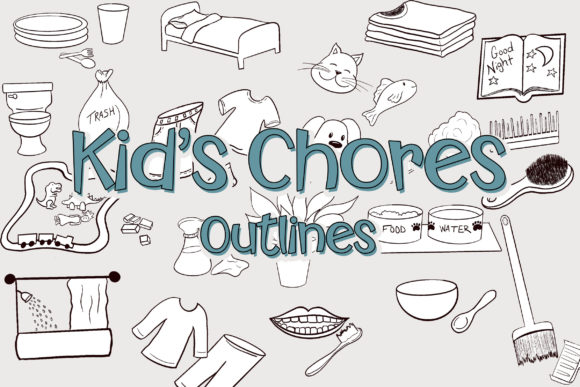 Download Kid's Chores Black and White Clipart - Black and white clipart Collection