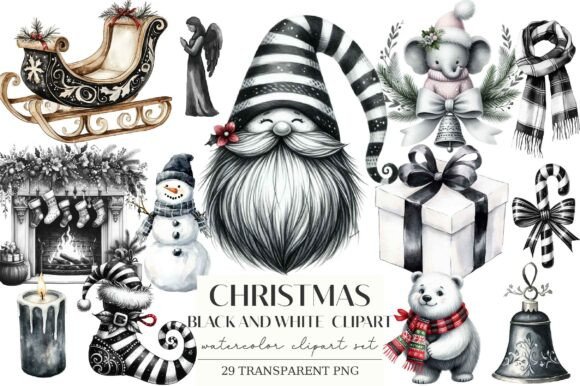 Download Christmas Black and White Clipart - Black and white clipart Collection