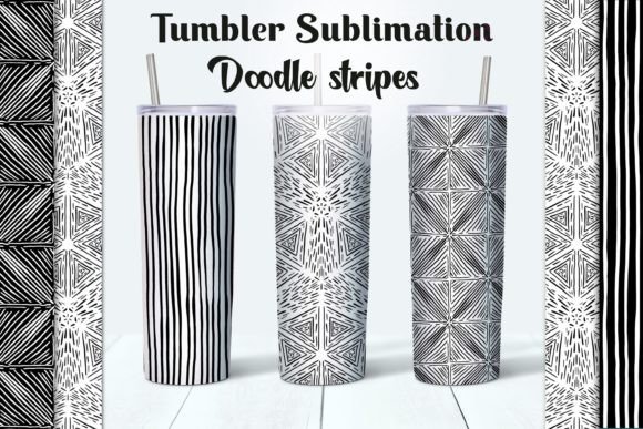 Download 3 Black and White Doodle Stripes Tumbler - Black Collection