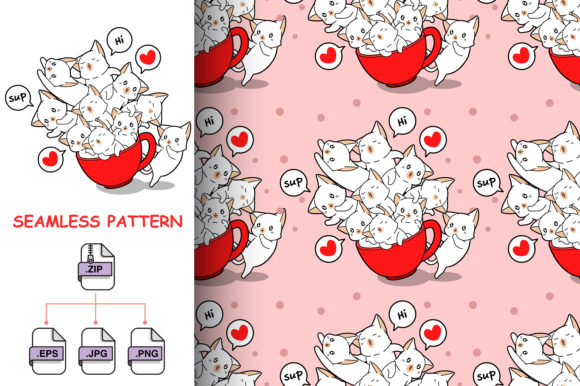 Download Seamless Cats in Cup Pattern - Pattern Collection