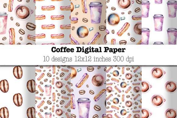 Download Coffee Digital Paper Pack, JPG, Patterns - Pattern Collection
