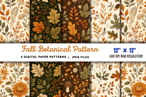 Download Fall Botanical Pattern Digital Paper 5 - Pattern Collection