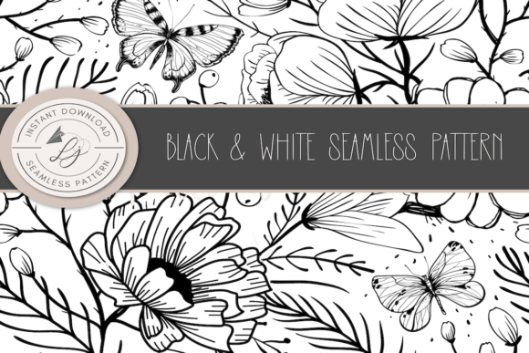 Download Black and White Seamless Floral - Black Collection