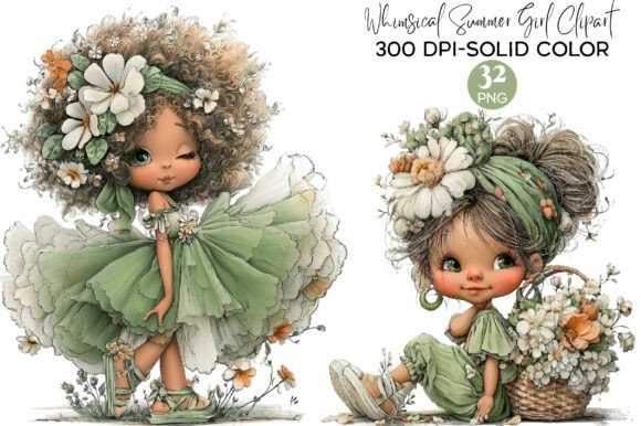 Download Whimsical Summer Girl Clipart PNG - Summer Collection