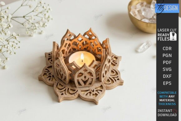 Download Lotus Tealight Candle Holder Laser Cut - Candle Collection
