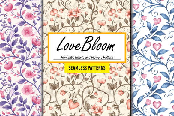 Download Romantic Hearts and Flowers Pattern Art - Pattern Collection