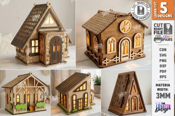 Download Candle House Laser Cut Bundle | CNC File - Candle Collection