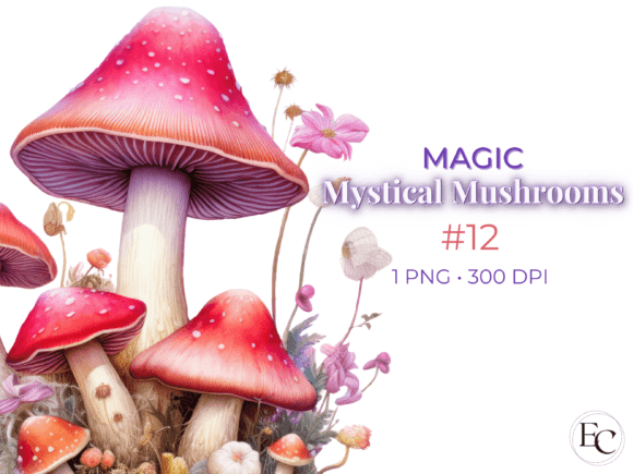 Download Pink Magic Mushroom Watercolor Clipart - Magic mushroom Collection