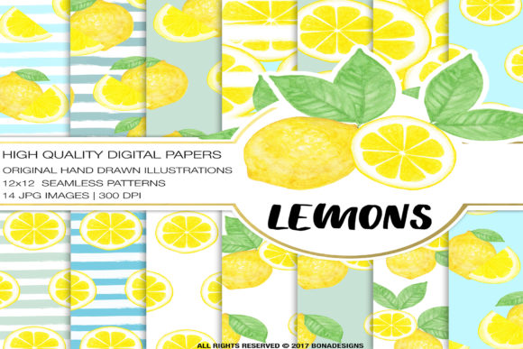 Download Lemons Digital Paper, Lemons Background, Lemon Pattern - Pattern Collection